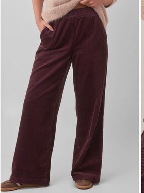 Marine Layer Wide-Leg Corduroy Pants in Windsor Wine color, large